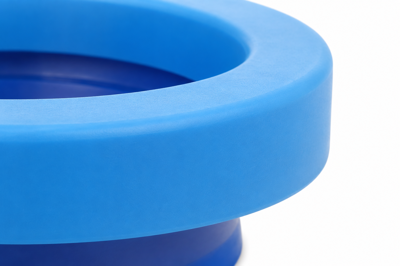 Detalhe macro do acabamento azul do anel de vedação Aurion