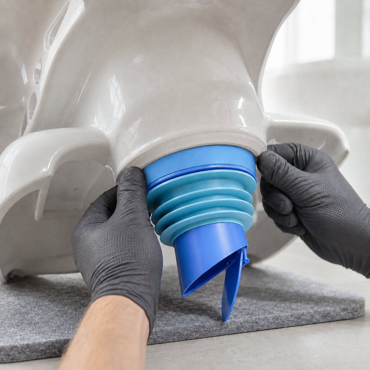 Instalação da válvula de retenção Aurion em vaso sanitário
